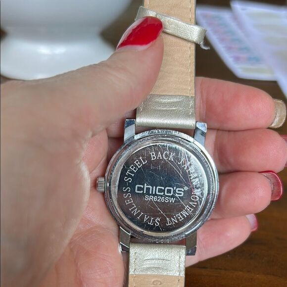 Chico Cream Metallic leather band Watch with Silver Accents main image 4